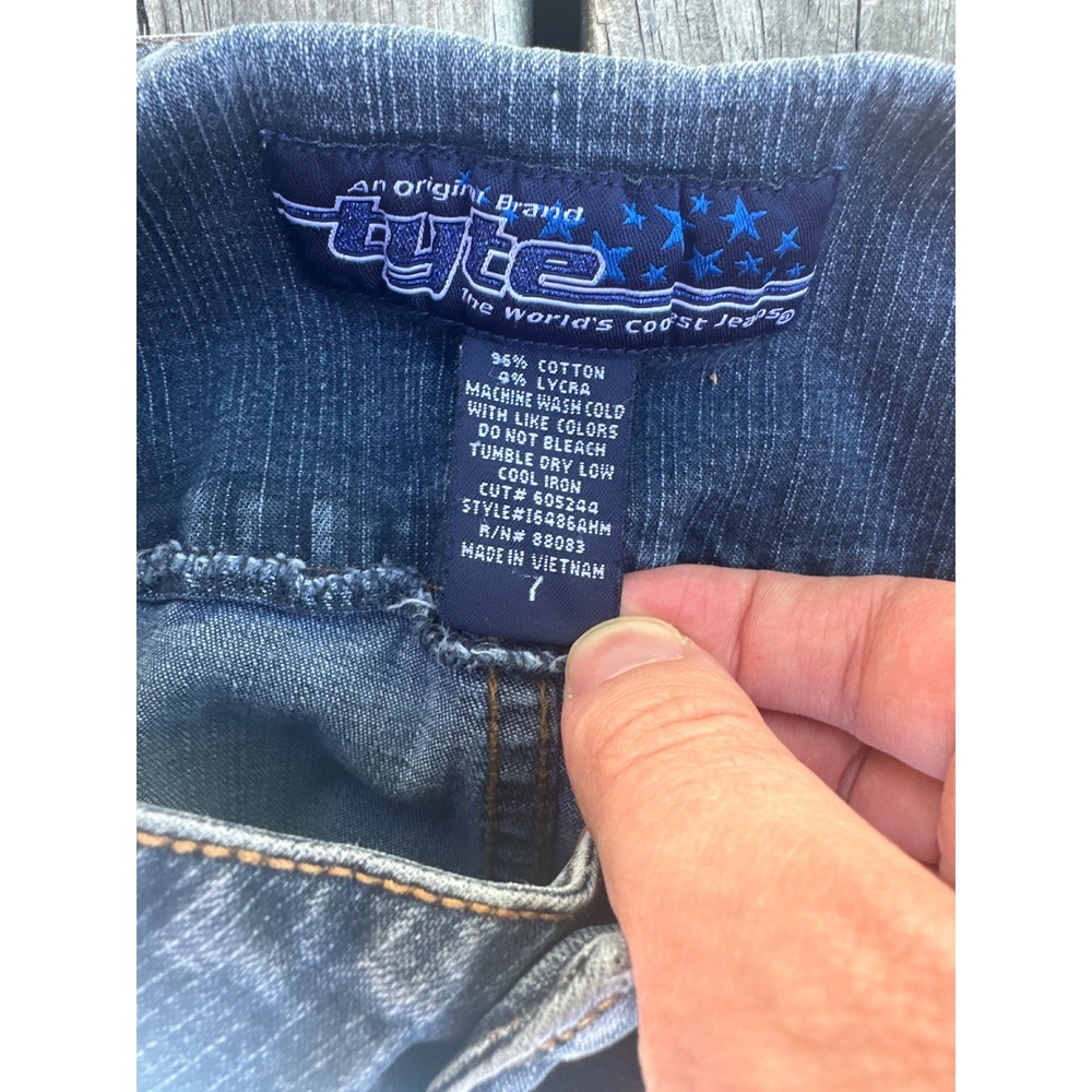 Tyte The Worlds Coolest Jeans Vintage Y2K Flare Denim Pants Blue Size 7 Distress - Picture 2 of 3